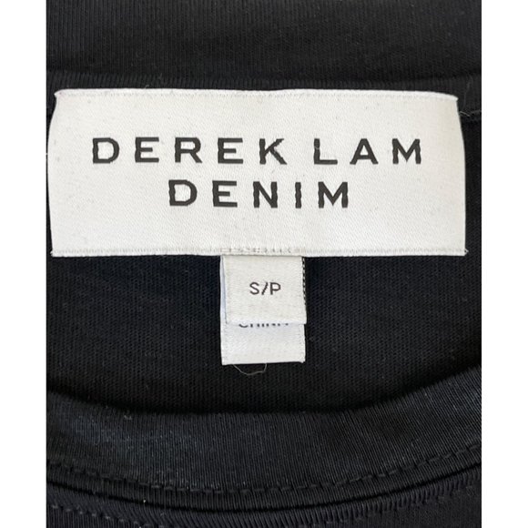 Derek Lam‎ Denim Ruffle Crew Neck Tee Mini Dress Black Size Small $295 - Picture 6 of 8